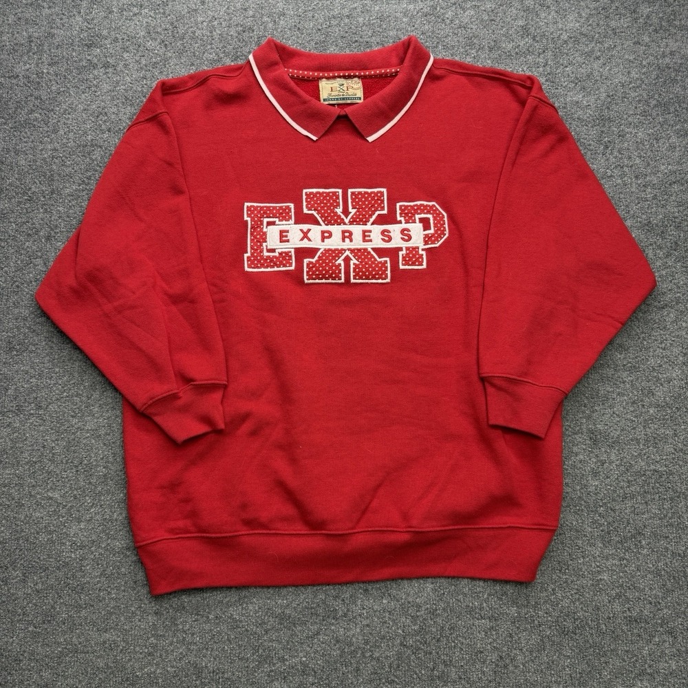 Express Jeans Men's Vintage Crewneck Men's Size XL 90s Red/White